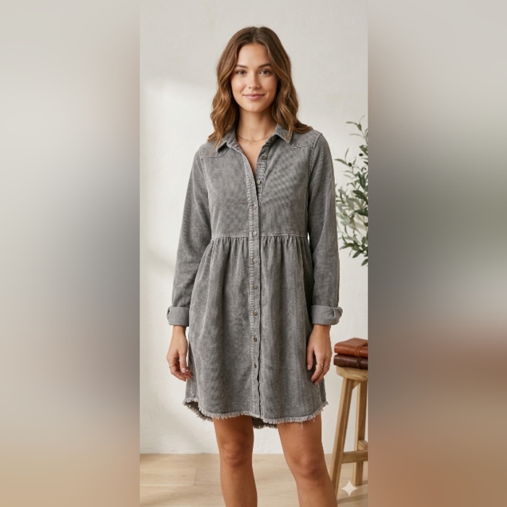 Umgee Gray Long Sleeve Dress